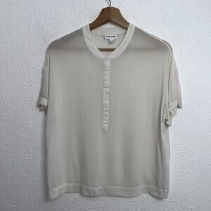 Frank And Oak Sheer Top Ivory Blouse Long Sleeve Women’s Medium